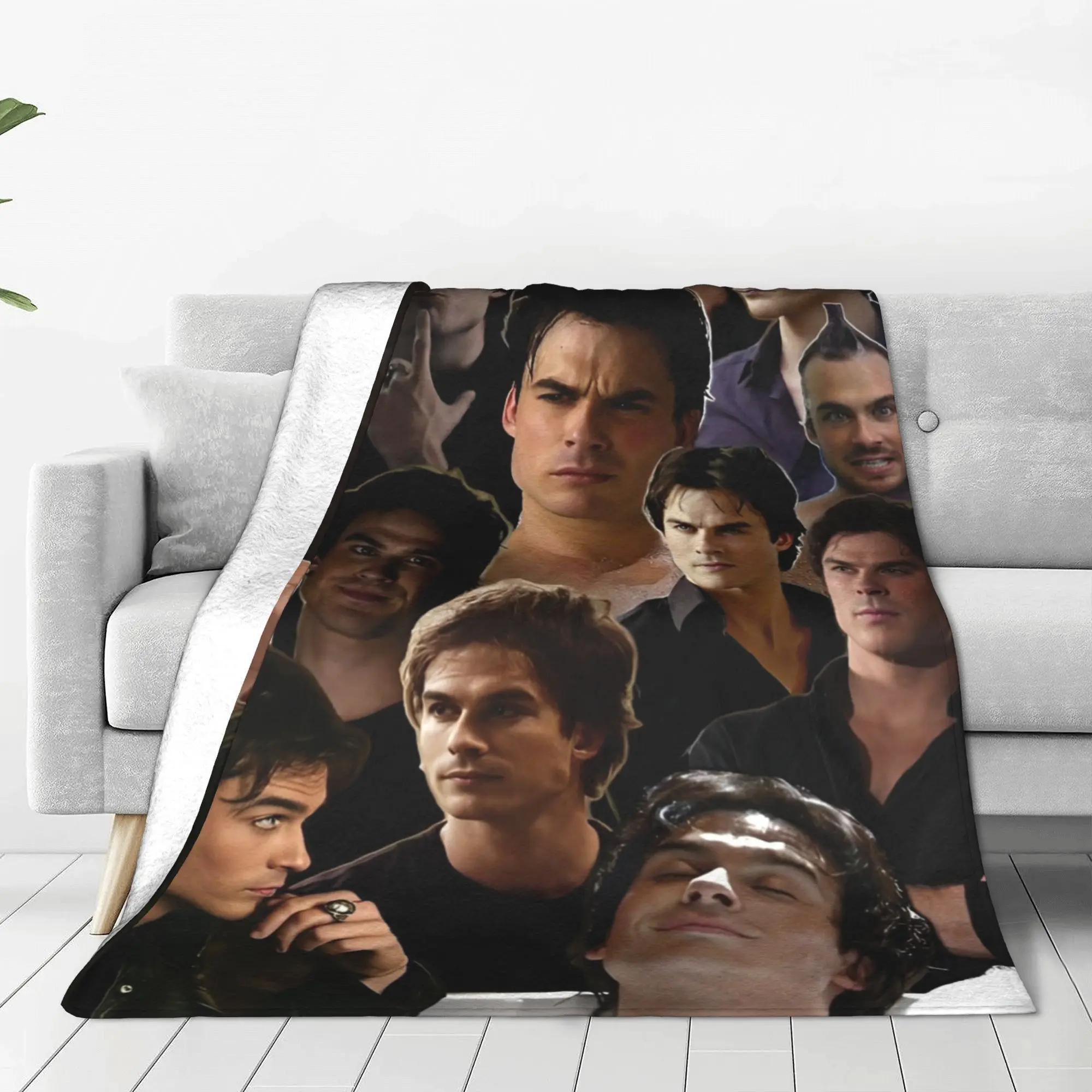 Damon Salvatore Blanket The Vampire Diaries Fuzzy Vintage Warm Throw Blanket for Bedspread Autumn/Winter