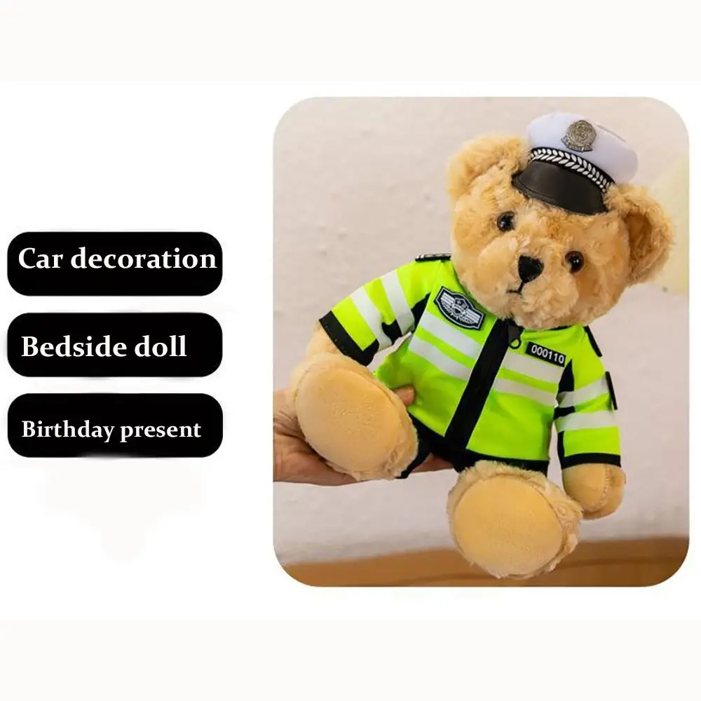 Ours en peluche de police de la circulation en coton PP doux, jouet en peluche, uniforme de police mignon, cadeau d'anniversaire pour enfants, décoration d'intérieur en peluche pour bébés