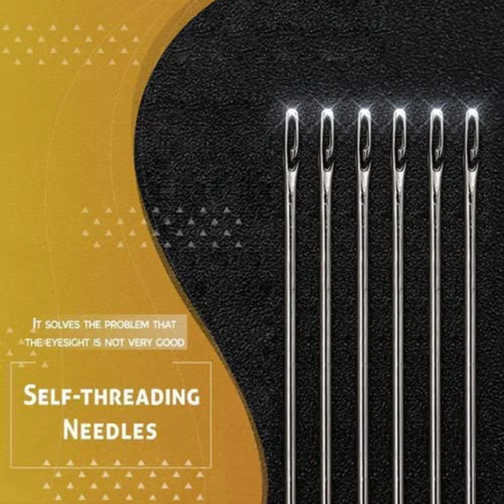 Self-Threading Needles,Sewing Needles for Hand Sewing,for the Elderly,Easy Side Threading Stitching Pins B