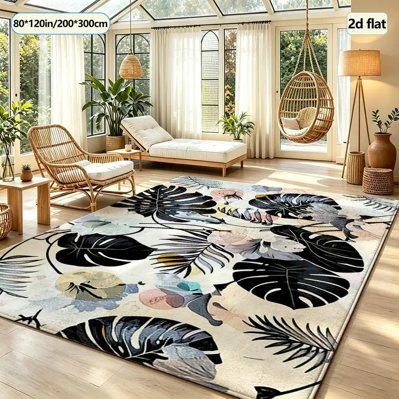 Vintage Tropical Monstera Leaf Carpet Flooring Nature Art Home Decoration Living Room Bedroom Floor Area Rug