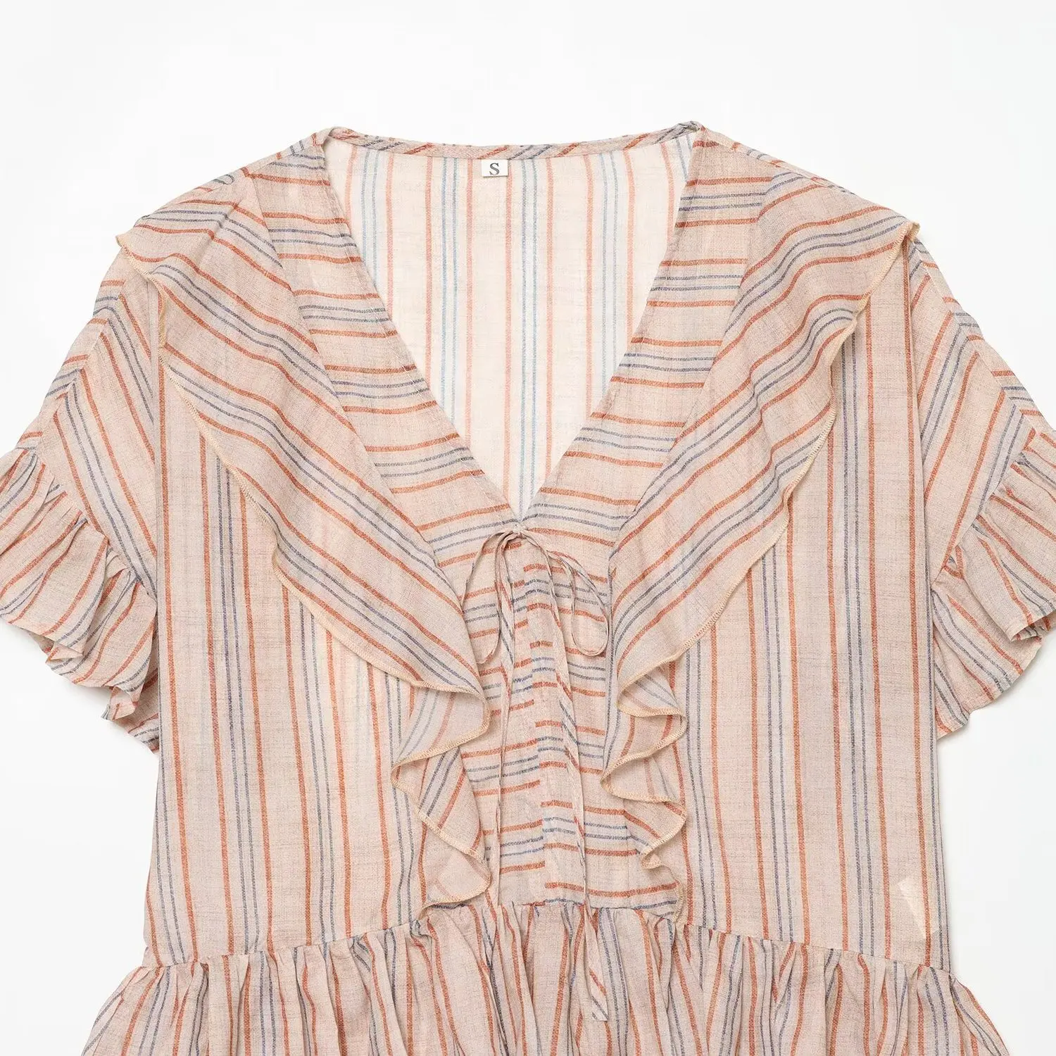 KASLEAD New Women's Fashion Striped Decorative Shirt Shorts Set V-Neck Short Sleeve Regular Fit Summer Anti-Wrinkle