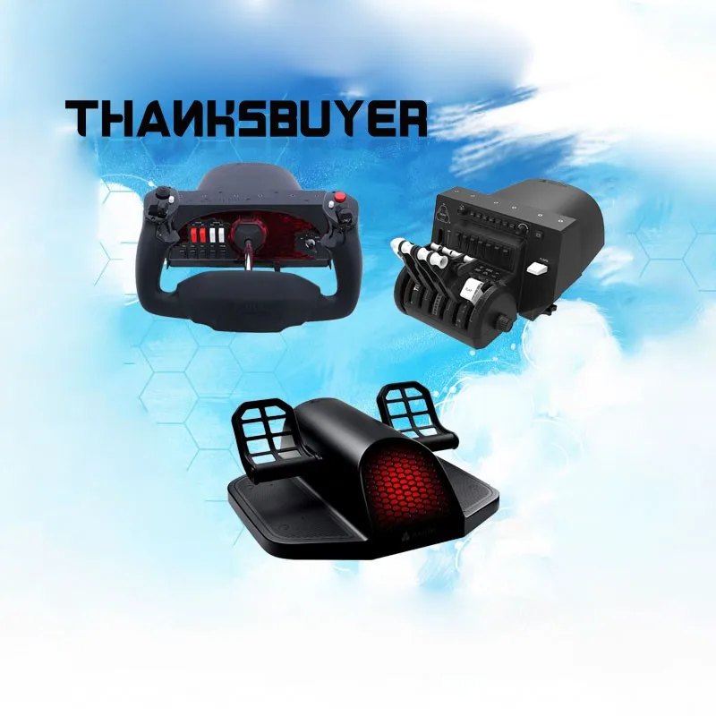 Alpha Flight Controls Yoke Throttle Quadrant Rudder Pedals Flight Simulator Bundle For Honeycomb Aeronautical