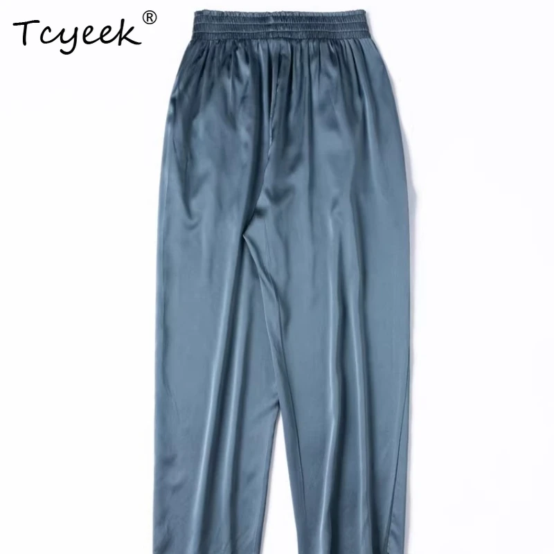 

Женские брюки Tcyeek из 93% натурального шелка тутового шелкопряда, модель 2026, с эластичным поясом, утягивающие, в стиле галифе, повседневная женская одежда, Pantalones De Mujer