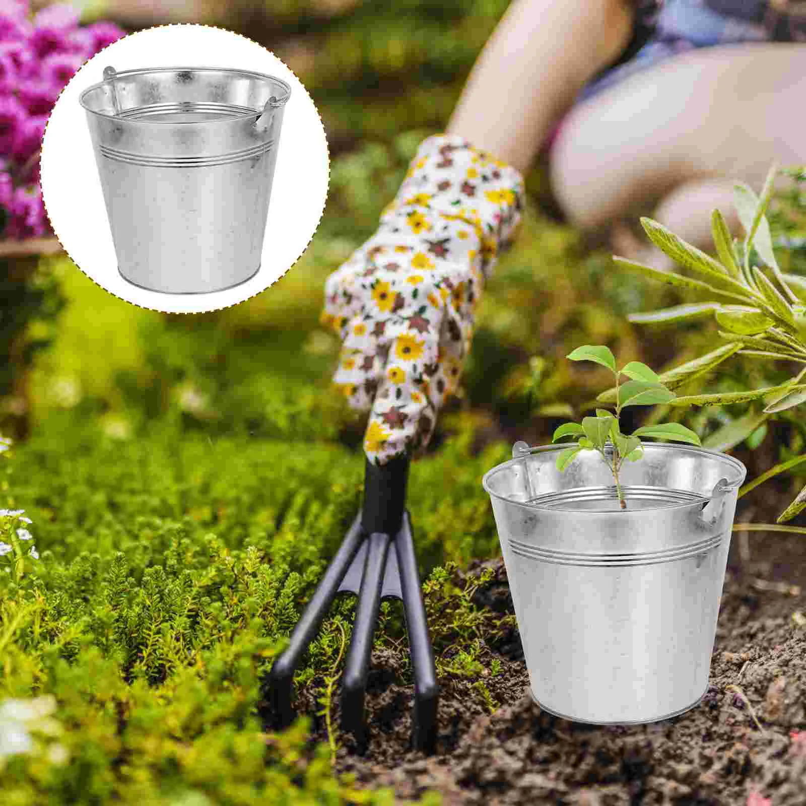 

Galvanized Bucket Steel Drum Buckets Small Tinplate Candy Iron Sheet Garden Planters Vase