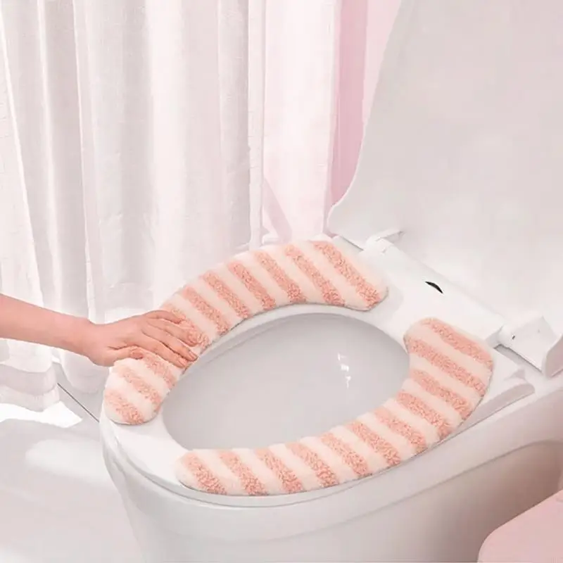  2pc Soft Plushes Toilet Seats Cover Adhesive Designs Seats Cushion for Easy Installation& Removal Fit Most Toilet Seats
