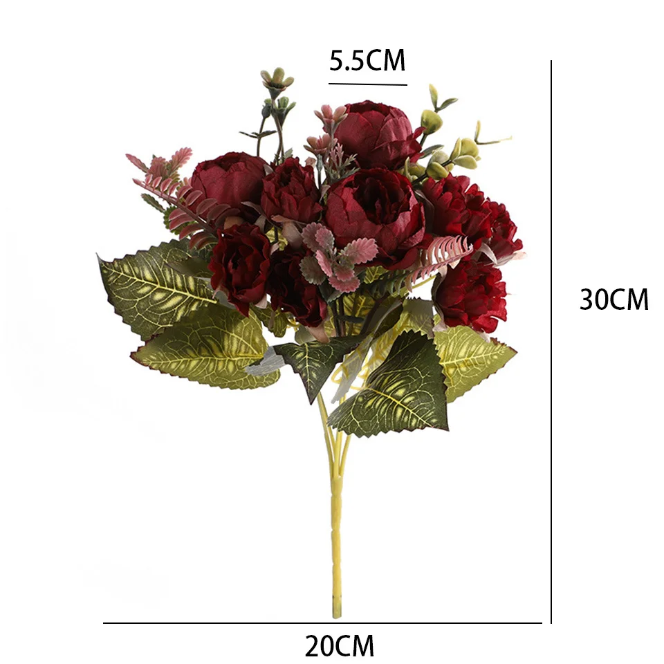 Artificial Vintage Mini Peony Flower Bouquet 9 Heads Peony Flowers For Home Table Display Flower DIY Wedding Decoration Supply