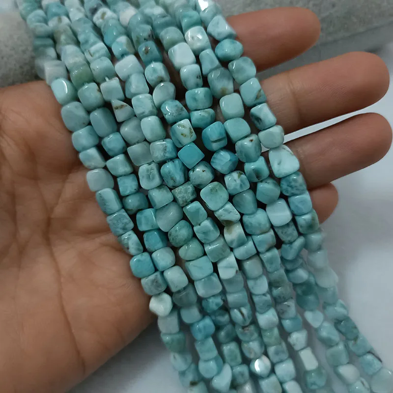 5-6mm Natural Larimar Stone Beads Natural Gemstone Free Form Fillet Irregular Pebble DIY Loose Beads For Jewelry Making Strand