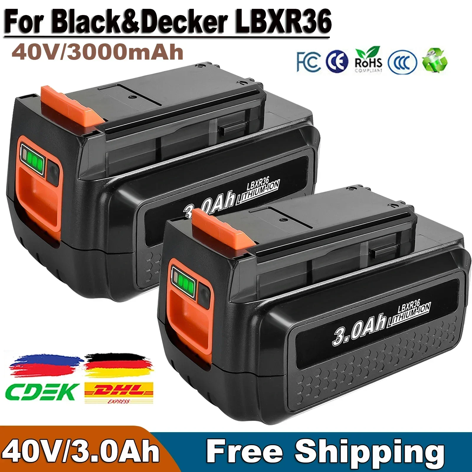 36V/40V Battery 3000mAh Replacement Battery For BL20362 BL2536 BL20362-XJ BL2536-XJ Batteries