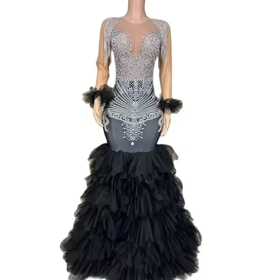 Ropa de mujer Moda Vestidos de fiesta de alta calidad Vestido de novia brillante con diamantes de imitación de lujo