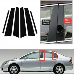 6Pcs Gloss Black Pillar Posts For Honda Civic Sedan 2006 2007 2008 2009 2010 2011 Window Decoration Cover Door Side Trim Sticker