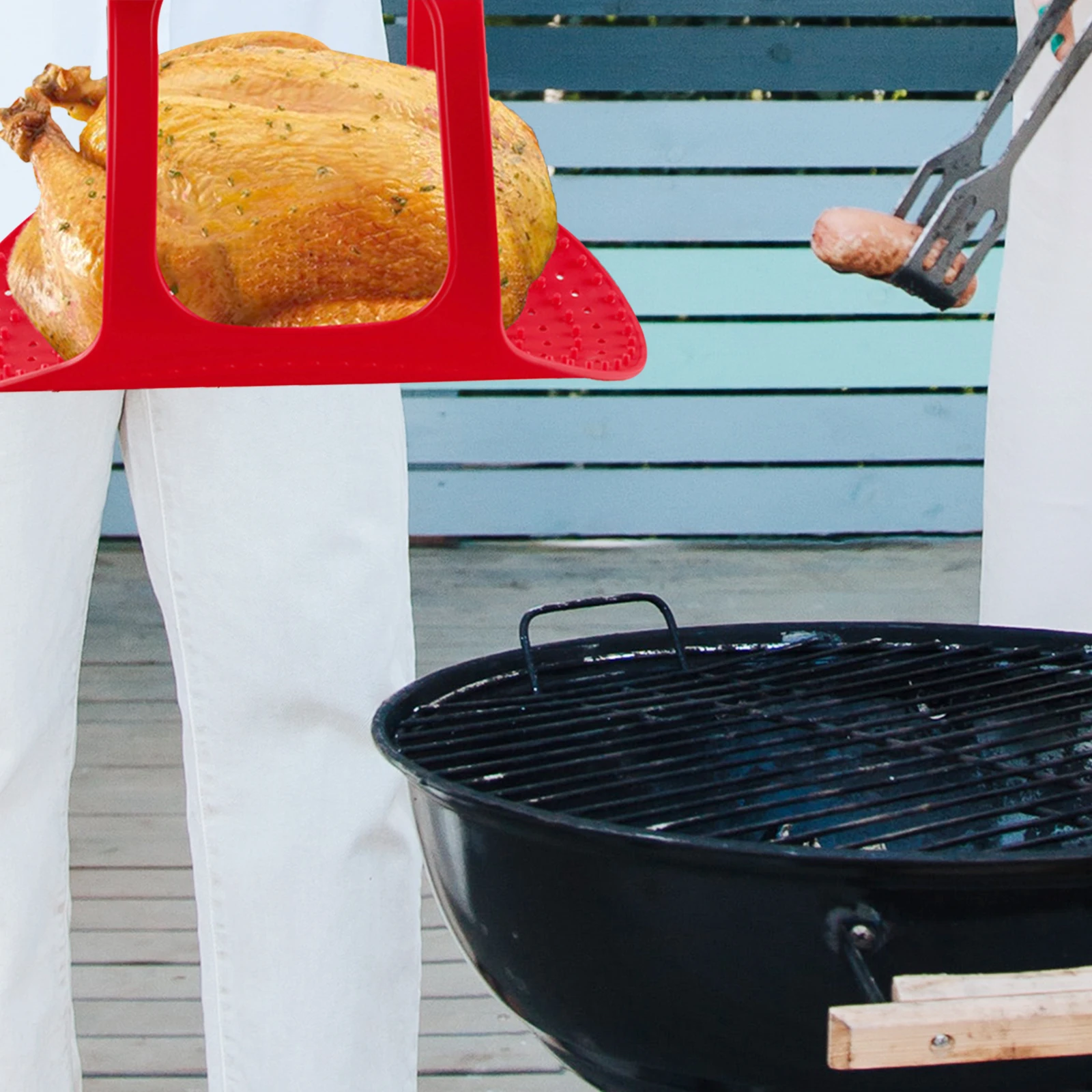 

Silicone Chicken Basket Bbq Turkey Tool Oven Roasting Pallet Pad Poultry Lifter Barbecue Cooking Mat Grill Accessory