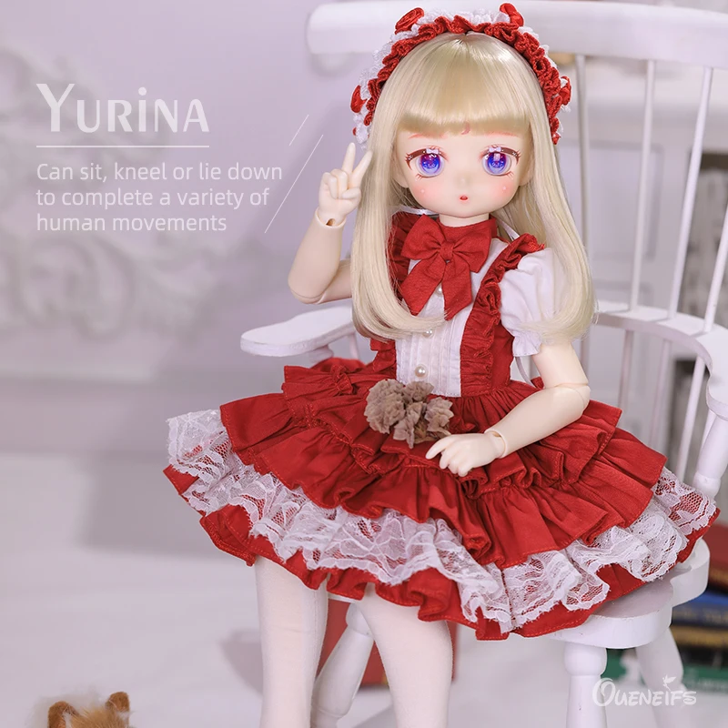 Yurina BJD Anime Puppe 1/4 Harz Spielzeug mit Tannenzapfen Körper Figur Rot Schwarz Lolita Stil Schwestern Puppen Überraschung Geschenk für Mädchen