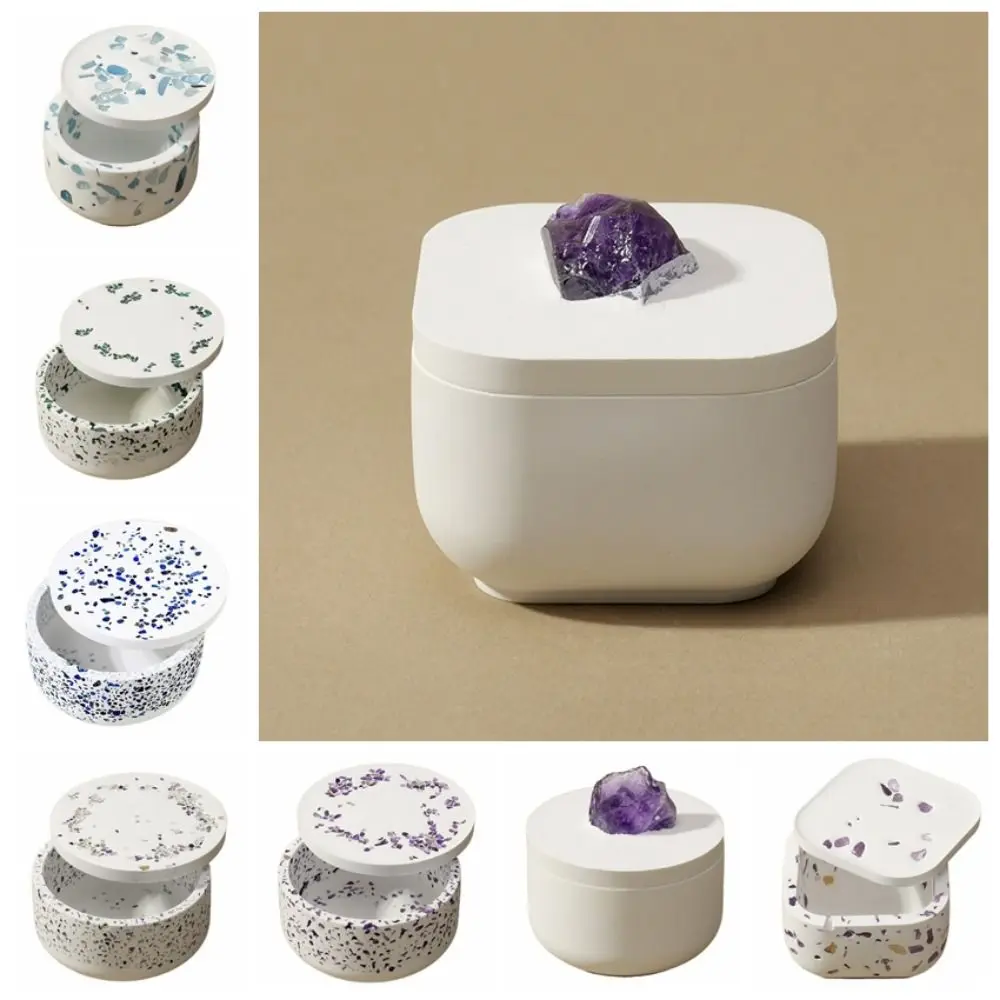 Creative Natural Crystal DIY with Lid Jewelry Storage Container Elegant Decorative Gypsum Degaussing Bowl Home Decoration