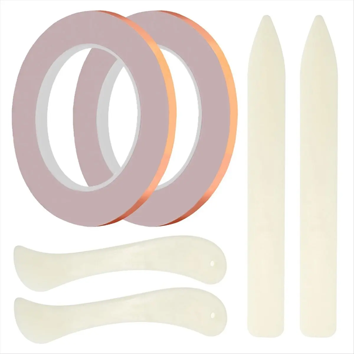 ABZT 2 Rolls Copper Backed Copper Foil Tape for Stained Glass Making and DIY Crafts, with 4 Stained Glass Tools 6Mm