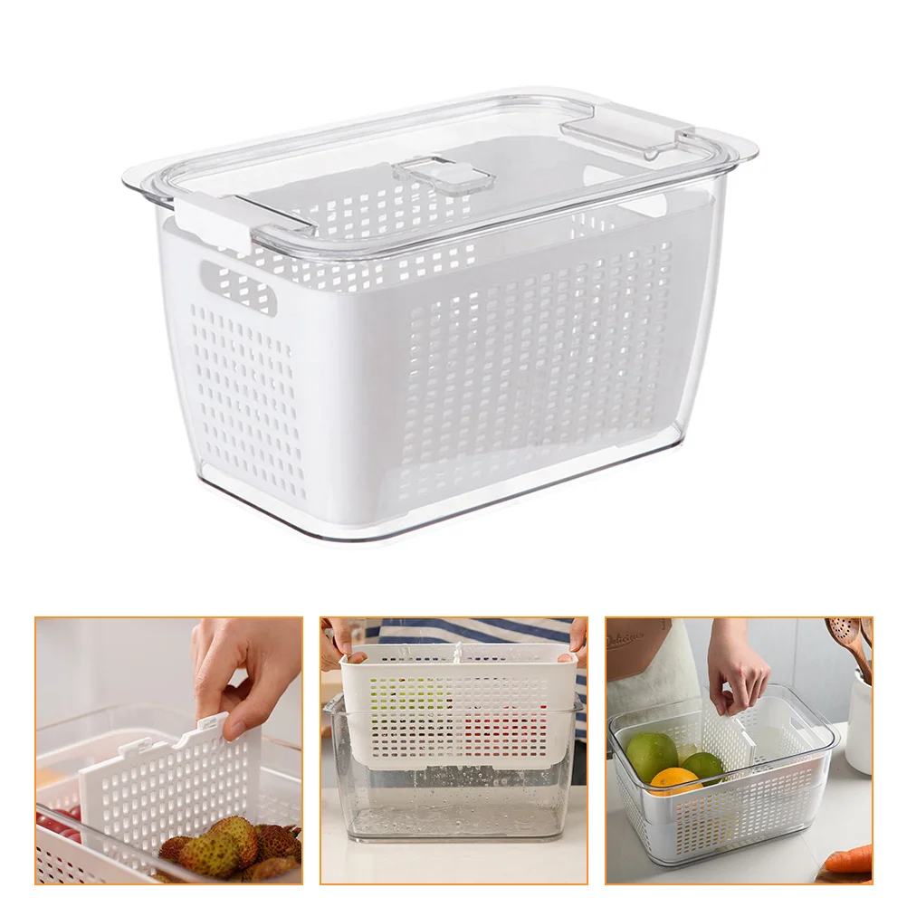 

Outdoor Double Storage Basket Portable Refrigerator Food Container Pasta Fettuccine
