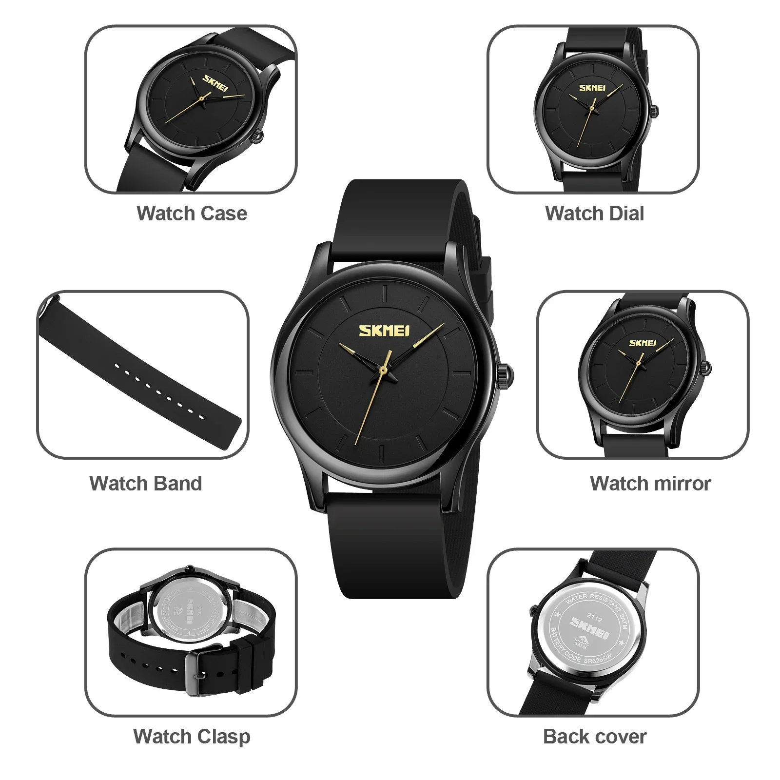 SKMEI 2112 Male Time Clock reloj hombre New Simple Quartz Watches Mens Casual Silicone Strap 3Bar Waterproof Wristwatches