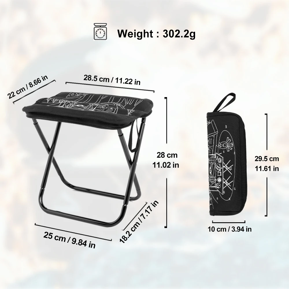 Widesea Camping Stool Foldable Chair Outdoor Fishing Lightweight Zipper Storage Portable Stainless Steel Hiking Travel Furniture