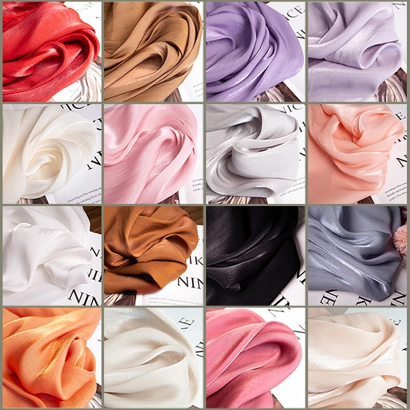 Solid Texture Super Bright Silk Satin Fabric Soft for Dresses Shirts Cloth Per Meter Apparel Sewing Diy Pure Polyester Material