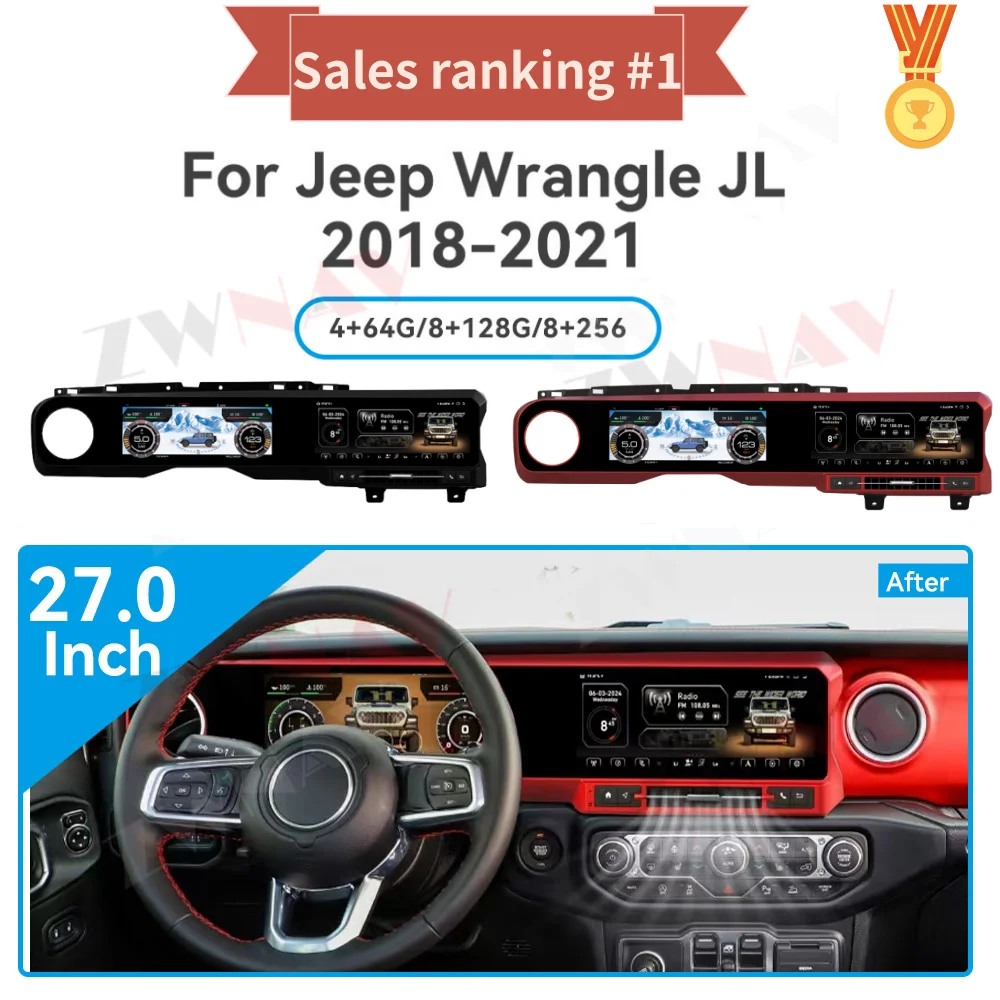 

Latest LCD Digital Cluster For Jeep Wrangler JL Gladiator 2018-2021 Car Radio Multimedia Player GPS Navigation CarPlay Head Unit