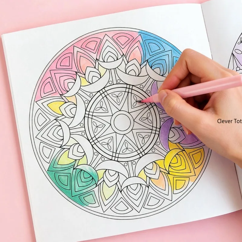 A Healing Mandala Themed Coloring Book, Adult Meditation Decompression Hand Drawn Graffiti Book, 24 Mandala Patterns