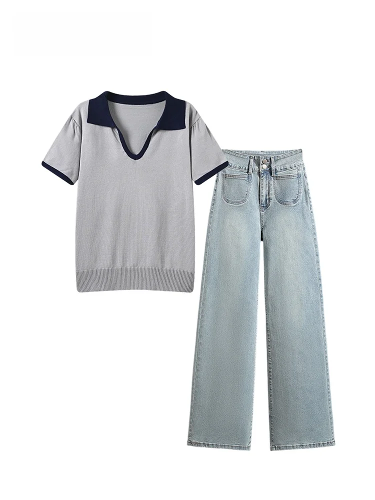 

Summer Casual V-Neck Short Sleeve Set for plus Size Women Korean Style Loose Fit Comfortable plus Size Outfit Trendy Look