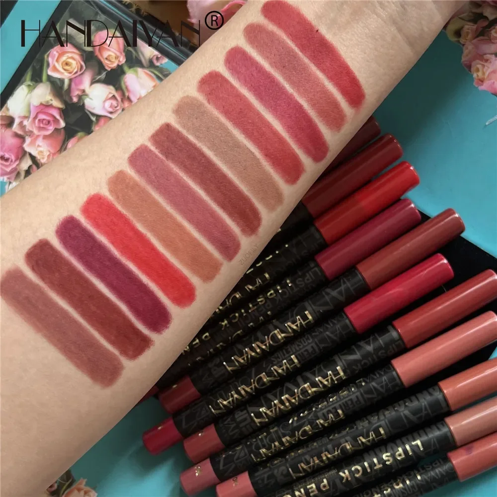 12 Colors Lip Liner Waterproof Matte Lipstick Pencil Contour Lip Makeup Sexy Red Long Lasting Moisturizer Lipliner Cosmetics