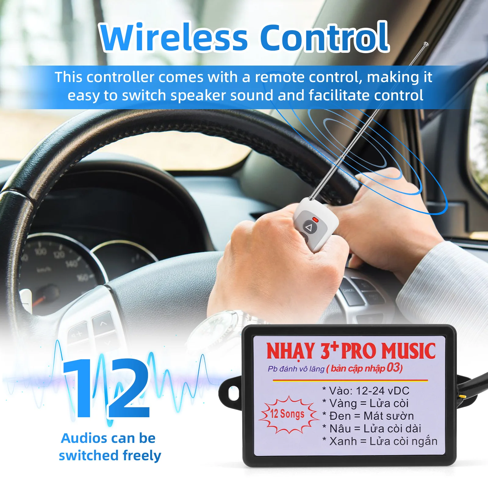 12 Sound Musical Electronic Horn Controller 3+ Pro Music Horn Speaker Sound Control with 2PCS Car Horn 12V Snail Horn Custom