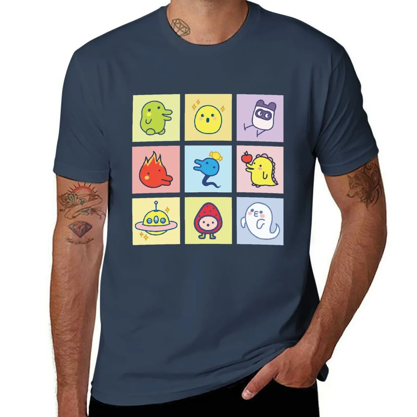 

Tamagotchi Character Collage T-Shirt Casual Street Style Short Sleeve Tee