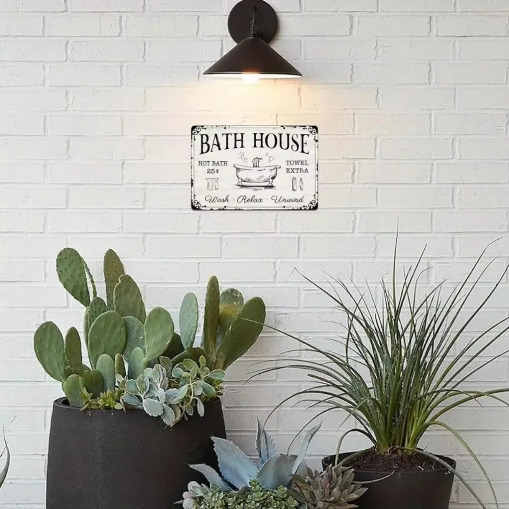 

Papan Tanda Timah Logam Antik, Hiasan Dinding Bilik Mandi, Gaya Rumah Ladang Santai, Tuala Mandi Air Panas