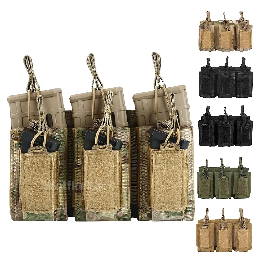 

Tactical Edc three gun magazine bag Molle system accessory M4 M14 M16 AK AR Glock universal magazine