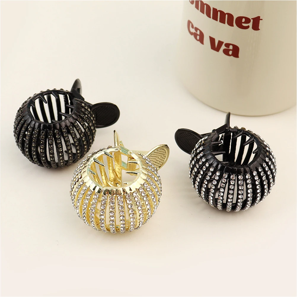 

3pcs Pearl Rhinestone Hair Claw Clips Vintage Sparkly Plastic High Ponytail Hairpin for Thick Short Hair Women Girls