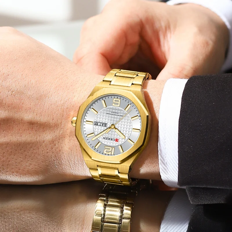 CURREN 8476 موضة ساعة كوارتز رجالية بسيطة كلاسيكية التقويم مقاوم للماء مضيئة الأعمال ساعات عادية للرجل reloj hombre