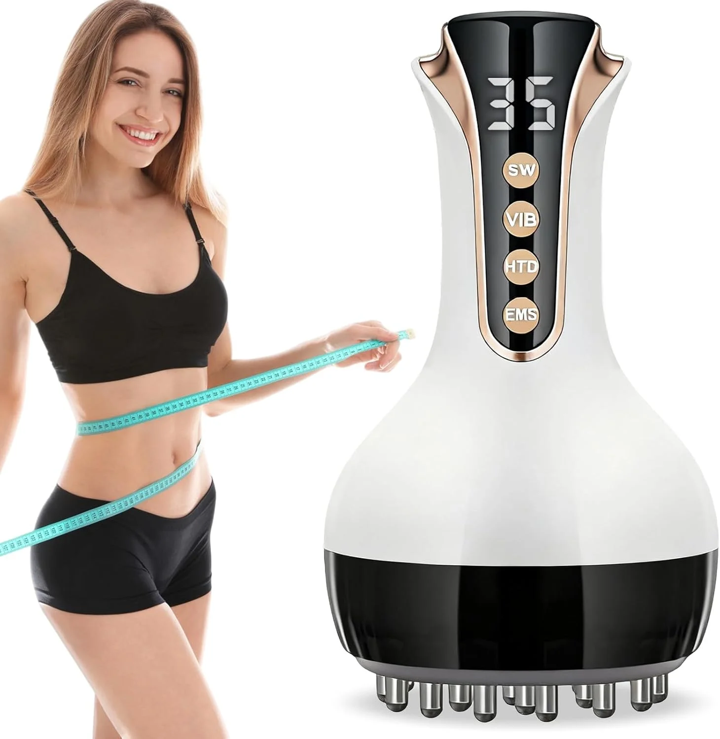 

35-Speed 3-in-1 Microcurrent Lymphatic Drainage Massager for Legs Arms Belly, Body Sculpting Machine with Microcurrent, Cellulit