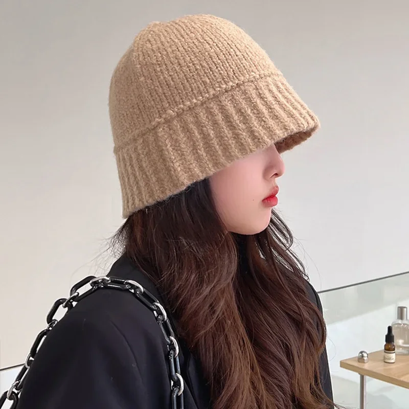 Lamb Plush Fisherman Hat Girl Fashion Berber Fleece Checkered Bucket Hat Winter Cold-proof Thicken Cap Outdoors Wide Brim Warmth