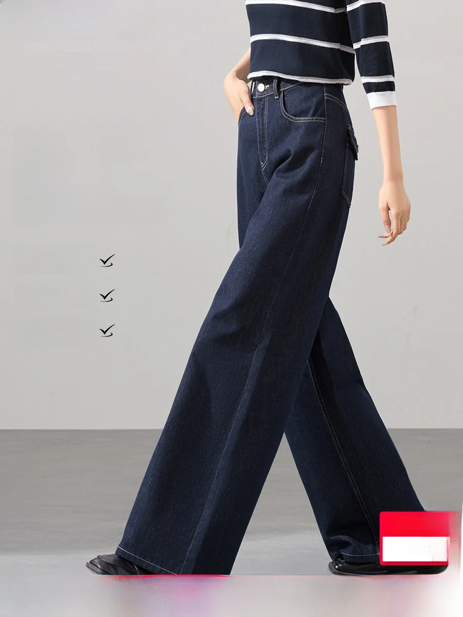 

Широкие джинсовые джинсы, свободный крой, американские женские осенние новые поступления, повседневные хлопковые эластичные джинсы с высокой талией и застежкой-молнией