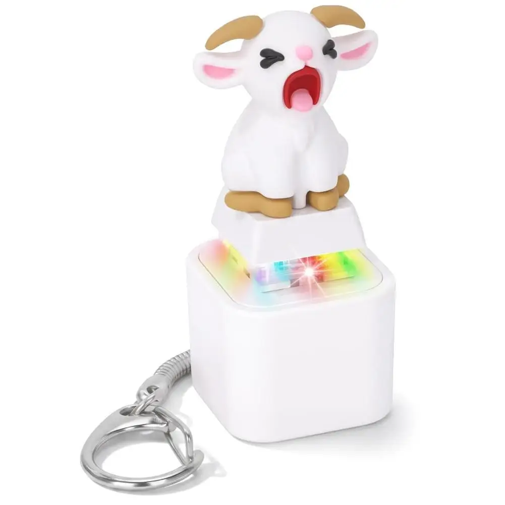 Screaming Goat Keychain Keycap Fidget Toy, Sheep Finger Clicker With Light Sound, Animal Push Button Decompression Keychain view 6