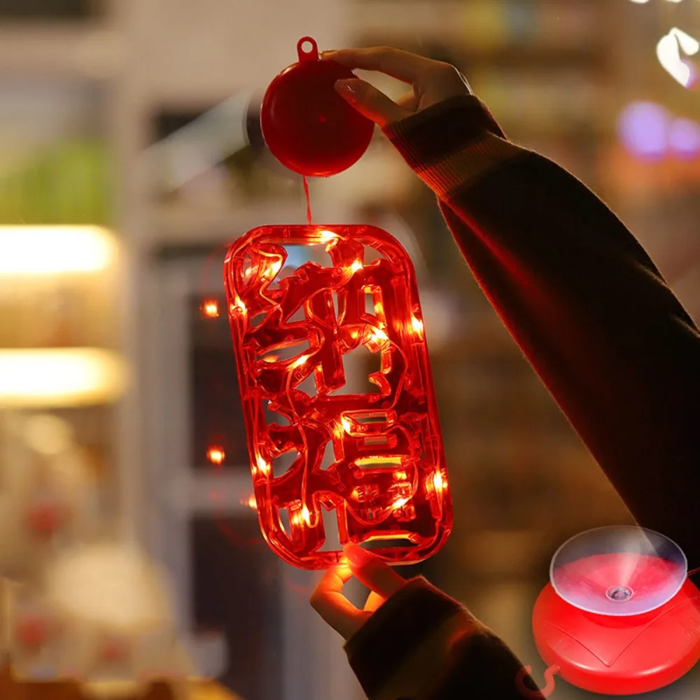 

With Suction Cup Spring Festival LED Light Pendant Red Acrylic Chinese New Year Lantern Large Size