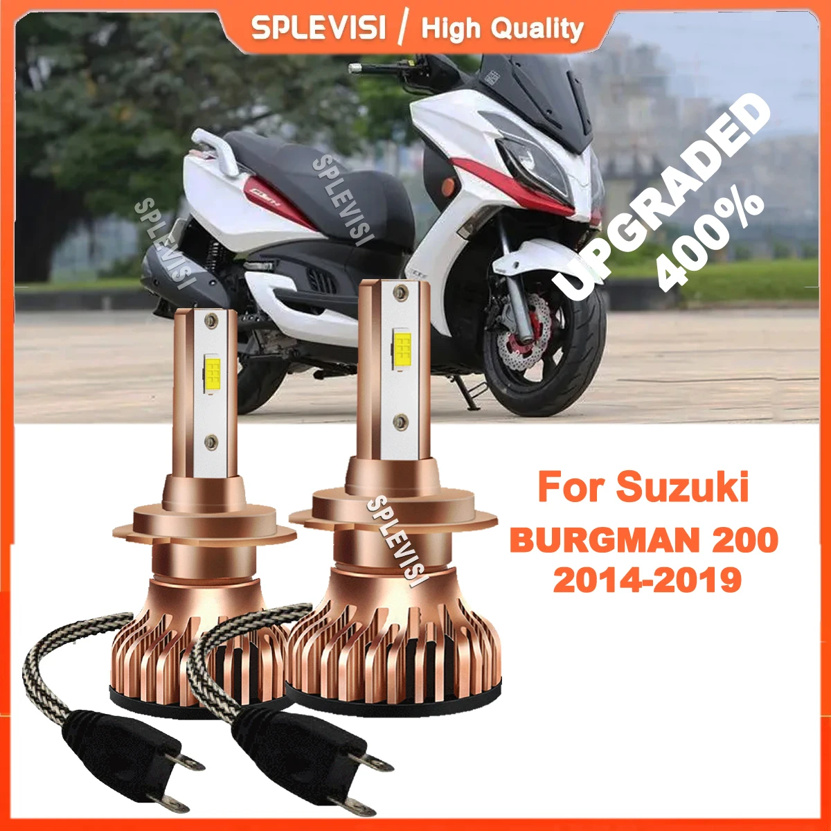 2x Motorcycle H7 LED White Headlight Bulbs with Fan CSP Chip For Suzuki BURGMAN 200 UH 200 A 2014-2019 2015 2016 2017 2018