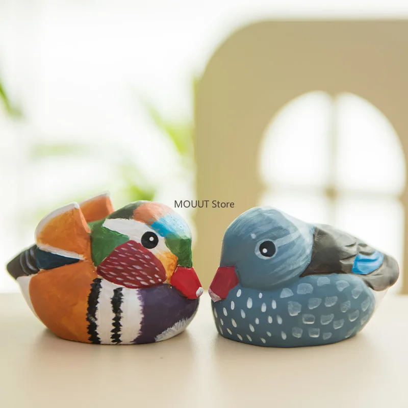 Hand-Carved Cute Solid Wood Little Bird Sculptures Chubby Birds & Mandarin Ducks,for Home Office Decor/Gift-givingChristmas Gift - Image 4