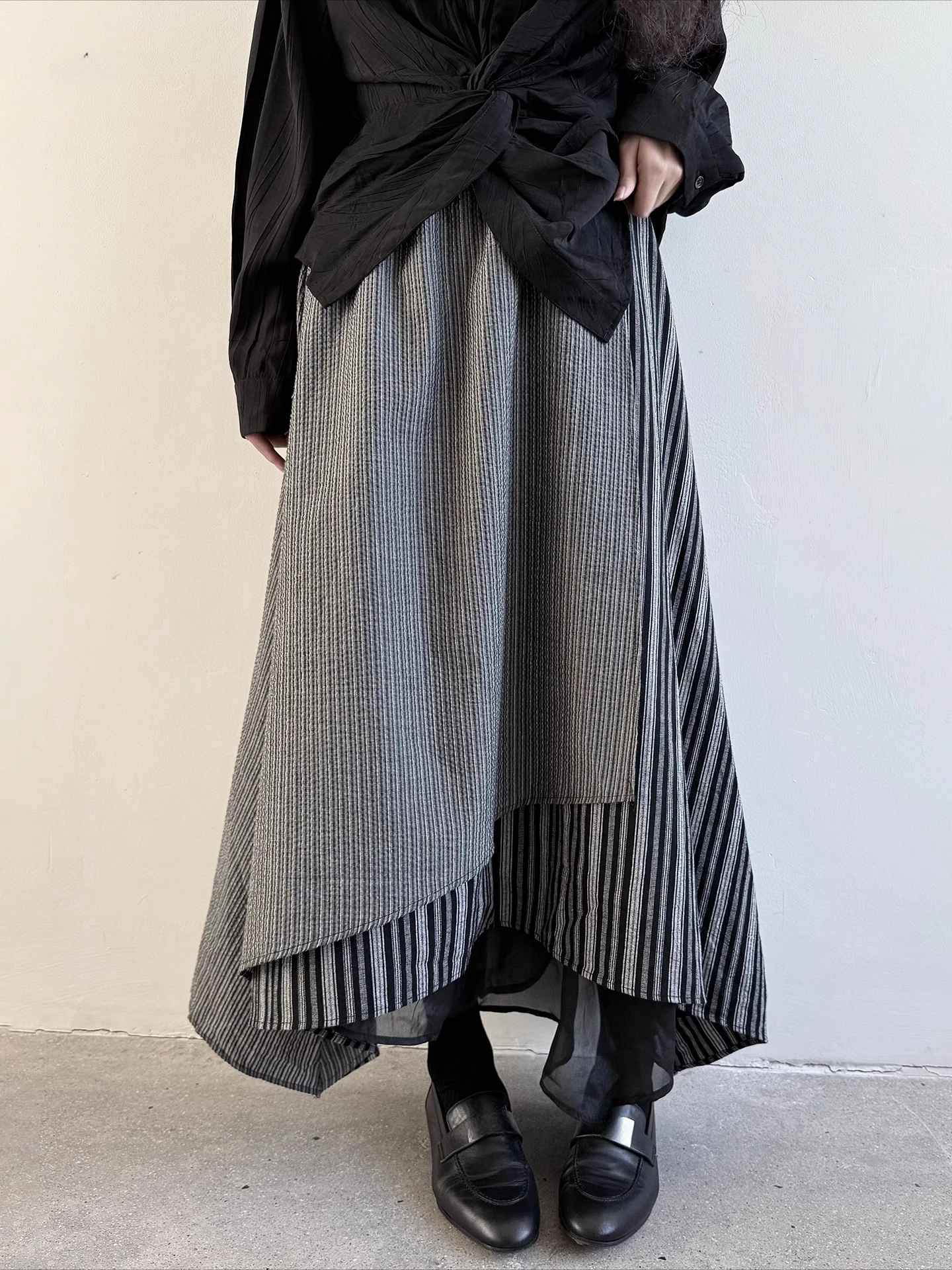 

Autumn New Women's Skirt, Splicing Design Niche Striped Fashion Skirt, Trendy Women's Clothing
