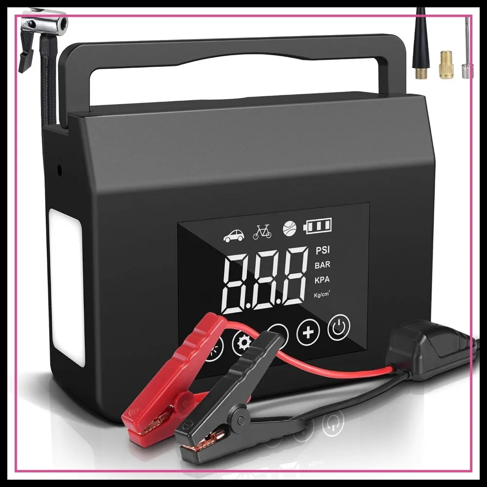 

4000A Jump Starter with Air Compressor, 150PSI 12V Portable Car Jump Starter for All Gas/8.0L Diesel, 15000mAh Power Bank, Type-C Quick Charge