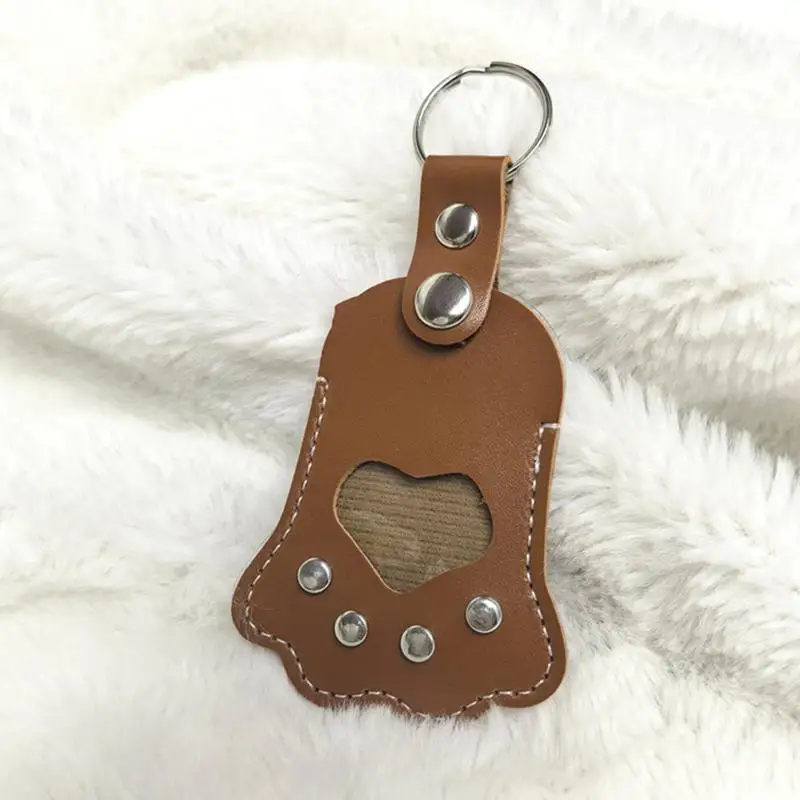 Paw Shape Pet Hair Memorial Keychain PU leather Creative lovely stylish Pet Hair Keychain for Backpacks Shoulder Bags Purse Bag