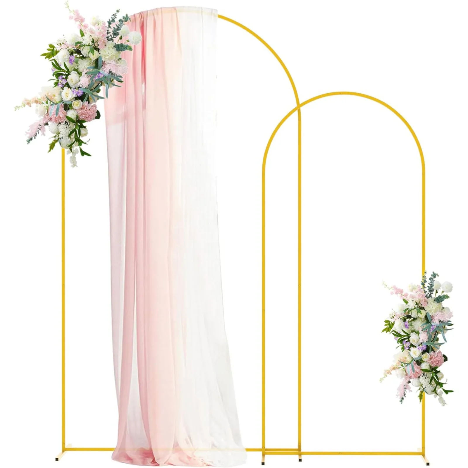 US Asee'm Metal Wedding Arch Backdrop Stand (7.2FT,6FT) Set of 2 Gold Arched Frame for Ceremony Parties