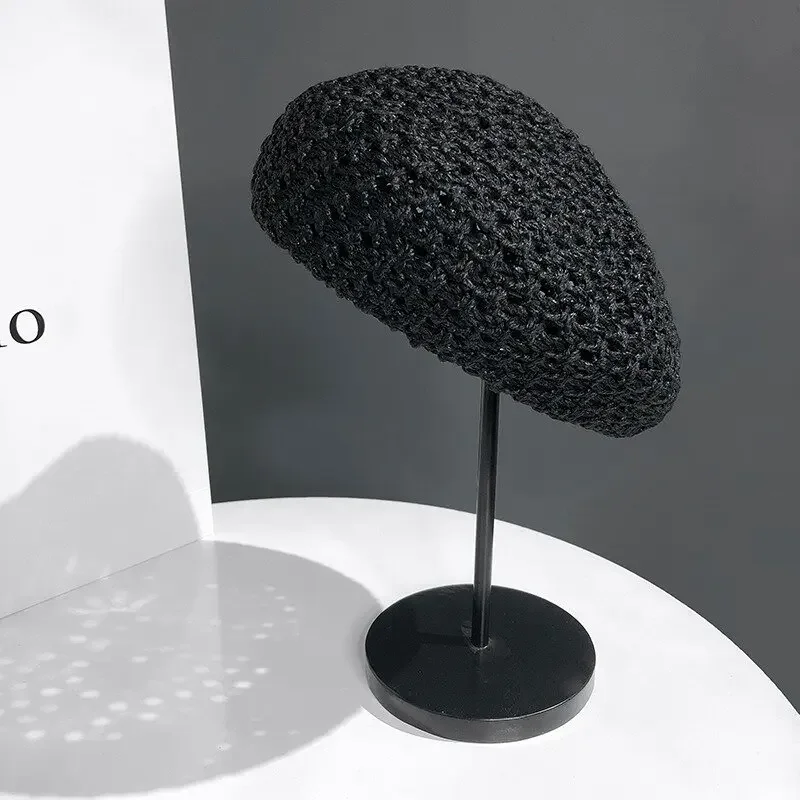 Lace Knit Beret, Summer Bohemian Pumpkin Hat for Women & Unisex Casual Travel | Breathable Artist Cap & Fashion Accessories​