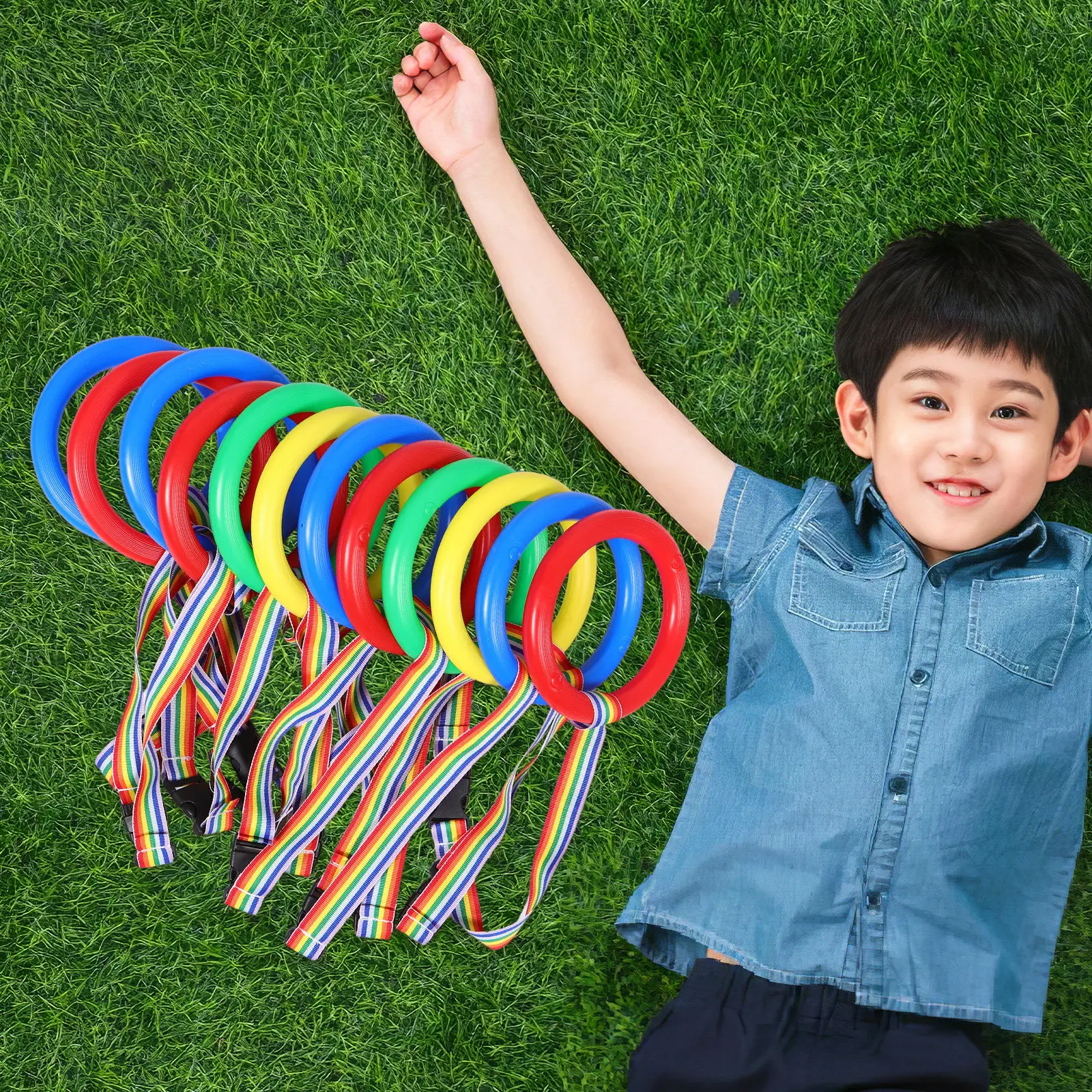 set-di-12-guinzagli-di-sicurezza-per-bambini-con-anelli-colorati-cinturini-antiperditad-per-asilo-e-attivita-all'aperto