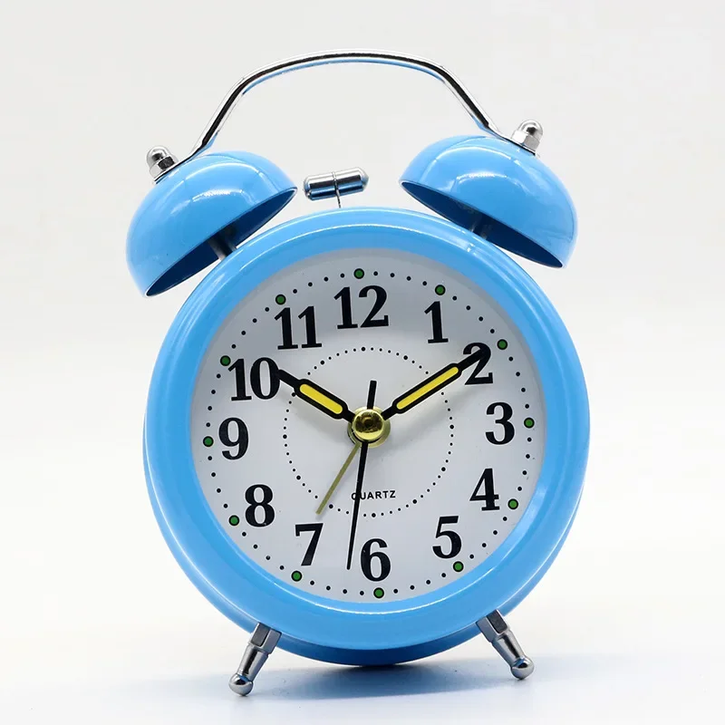 Retro Loud Alarm Clock Double Bell Mechanical Key Wound Silent Pointer Alarm Clock Night Light