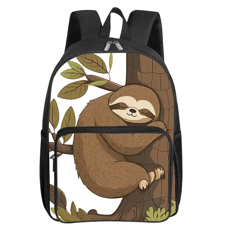 

Рюкзак с квадратным передним карманом и рисунком ленивца на молнии, большая вместимость для мальчиков и девочек, лучший подарок, детская школьная сумка с 3D мультяшным рисунком