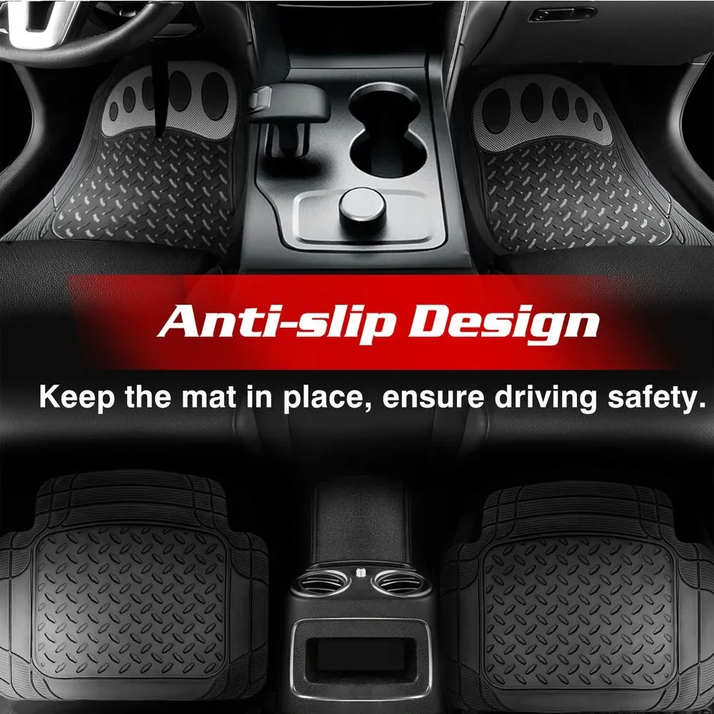 

Universal Floor Mats for Car Heavy Duty All Weather Rubber Mats - Black