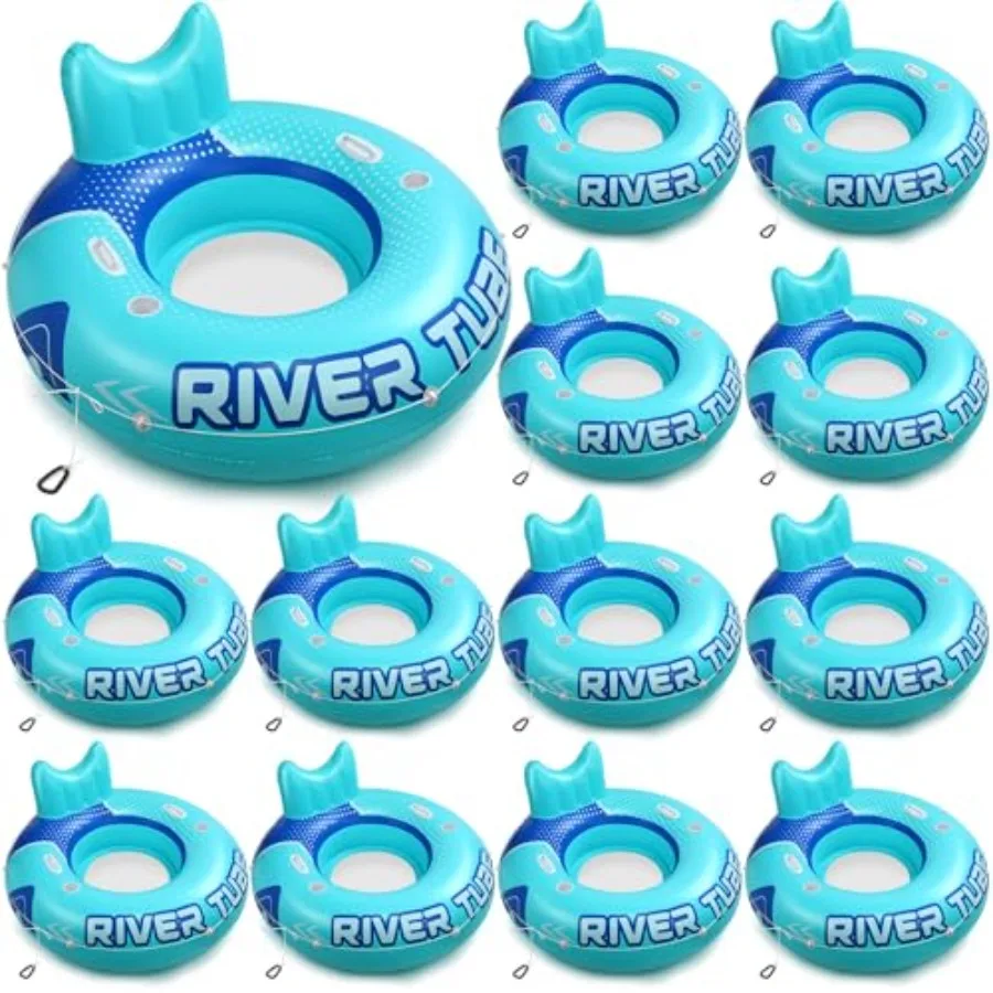 

Надувной плот-шезлонг для взрослых, 12 шт., 53 дюйма, сверхпрочный, для реки и бассейна, с сетчатым карманом