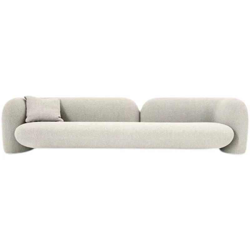 Italian minimalist double three-person small apartment living room sofa lambswool fabric leisure sofa